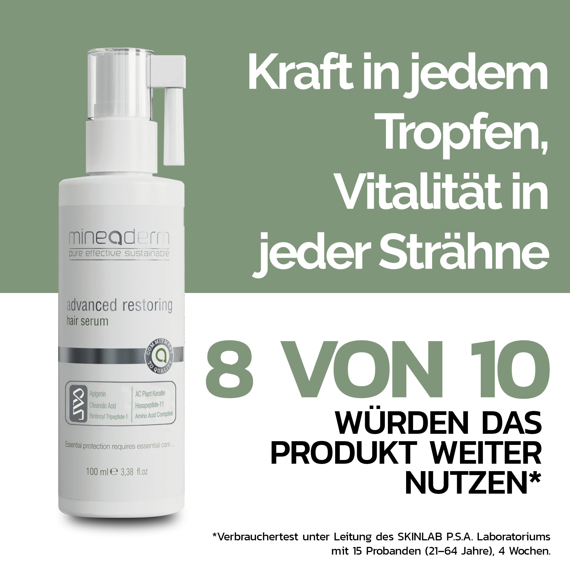 Advanced Restoring Hair Serum – Regenerierendes Haarserum zur Wiederherstellung und intensiven Pflege von strapaziertem Haar | Mineaderm