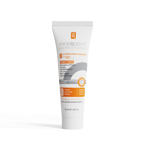 UV Protection & Hydration Lightly Tinted SPF50+ – Leicht getöntes Sonnenschutz-Fluid mit UVA- und UVB-Schutz | Mineaderm